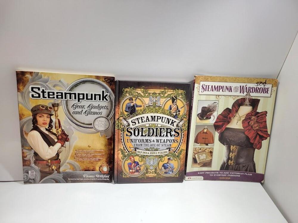 Lot Of (3) Steampunk Gear Gadgets Soldiers Wardrobe HC PB Illustrated Books